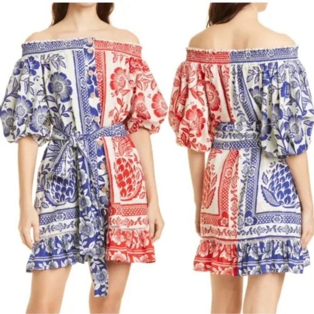 FARM Rio Red and Blue Floral Mini Dress - Picture 2 of 5